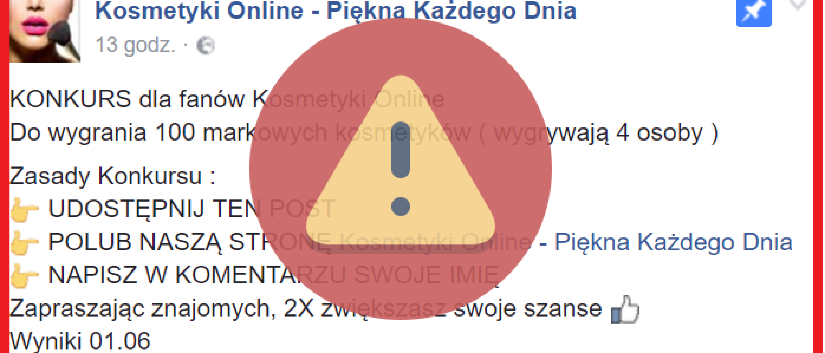 Fałszywe konkursy na Facebooku