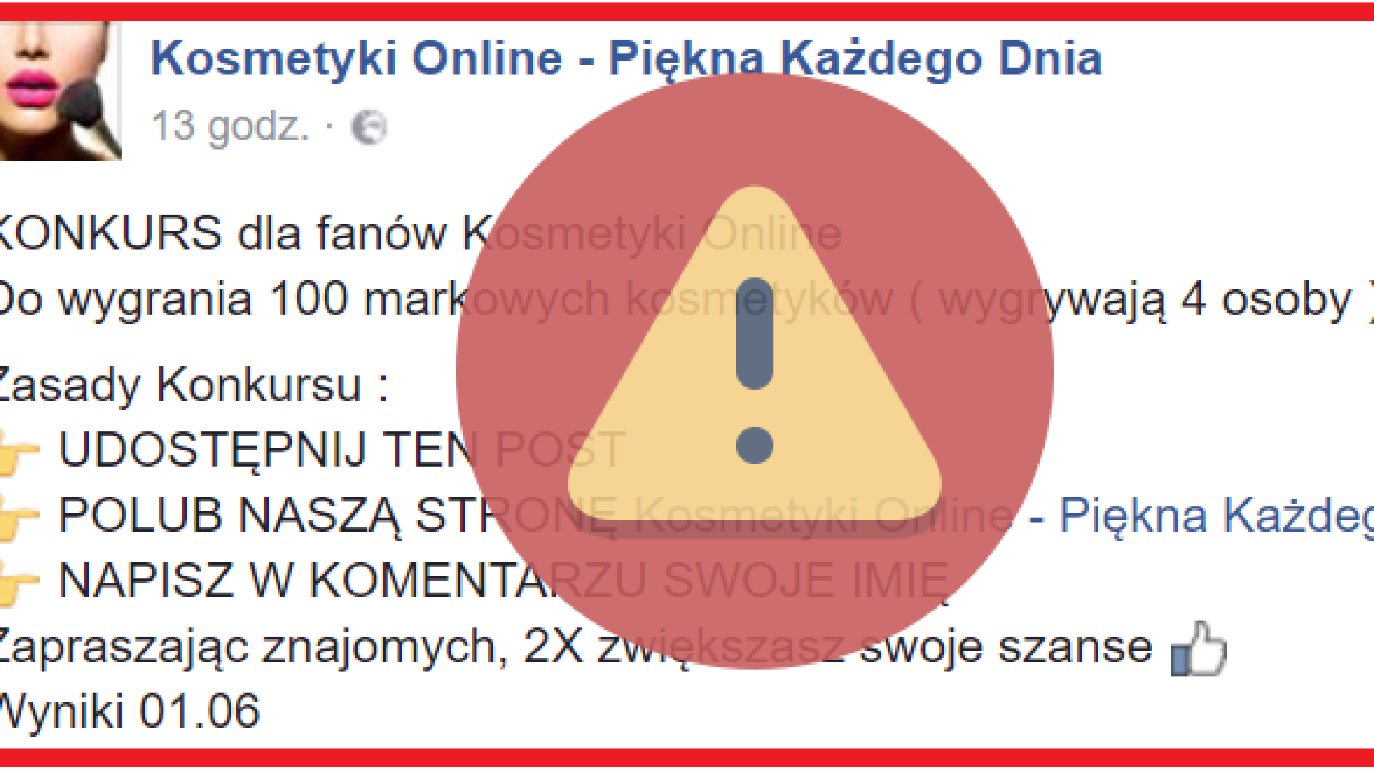 Fałszywe konkursy na Facebooku